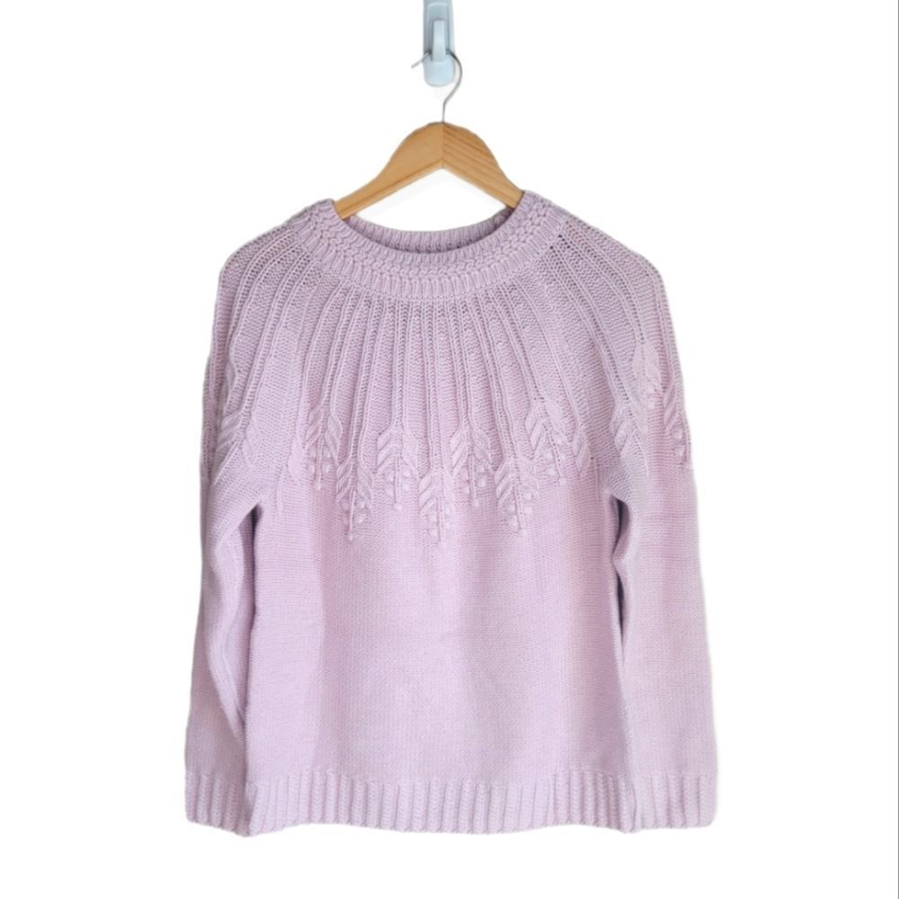Talbots Light Pink Chunky Kint Crew Neck Sweater Size Medium